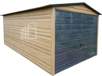 Blechgarage 3x6m Schwingtor - Holzoptik - Winchester - Satteldach ID808