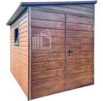 Gartenhaus - Gartenschuppen 3x2m Zweiflügeliges Tor - PVC Kippfenster - Holzoptik - Dach mit Neigung nach links | ID799 |