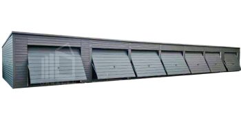 Reihengaragen - Garagenkomplex 24x5,5m - 7x Schwingtor - Anthrazit - Flachdach | ID785 |