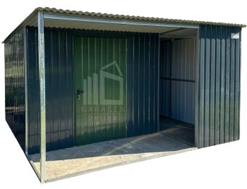 Gartenhaus - Gartenschuppen 2,5x4m + Überdachung 1,5m - Tür - Anthrazit - Flachdach ID784