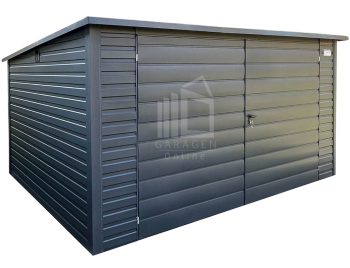 Gartenhaus - Gartenschuppen 4x3m - Zweiflügeliges Tor - Anthrazit - Flachdach | ID782 |