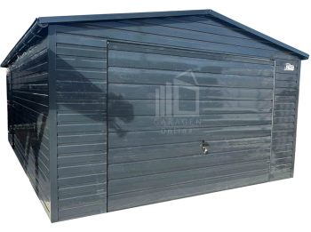 Blechgarage 4,5x6m Schwingtor - anthrazit - Dachrinnen - Satteldach ID767