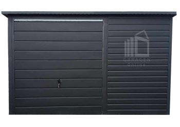 Gartenhaus - Garage - 3,5x3m Gartenschuppen - Schwingtor - Anthrazit - Dachrinnen - Flachdach ID764