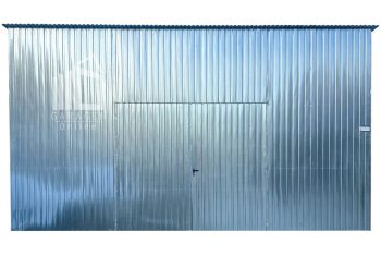 Blechgarage - Blechhalle - 7x8m - Zweiflügeliges Tor - Verzinkt - Flachdach ID766