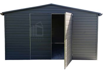 Gartenhaus - Gartenschuppen 4,5x3,5m - Zweiflügeliges Tor - Anthrazit - Dachrinnen - Satteldach ID761