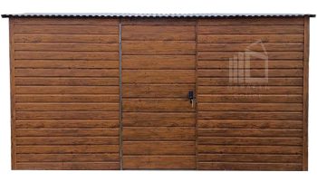 Gartenhaus - Gartenschuppen 4x3m - Tür - PVC Kippfenster - Helles Walnussholz - Holzoptik - Satteldach | ID762 |