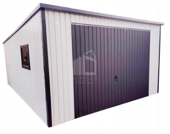 Blechgarage 4x5m Vertikal Blech Schwingtor PVC Kippfenster Weiß Anthrazit ID185