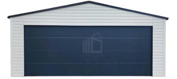 Blechgarage 6x5,8m - Sektionaltor - Tür - Dachrinnen - Weiß - Anthrazit - Satteldach | ID714 |