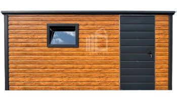 Gartenhaus - Gartenschuppen 4x2m - Tür - PVC Kippfenster - Helles Walnussholz - Holzoptik - Flachdach | ID707 |