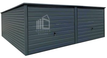 Blechgarage 6x6m - 2x Schwingtor - Anthrazit - Flachdach | GP596 |