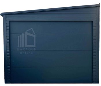 Blechgarage 4,5x6m - Sektionaltor - Tür - Anthrazit - Dachrinnen - Dach mit seitlichem Gefälle ID693