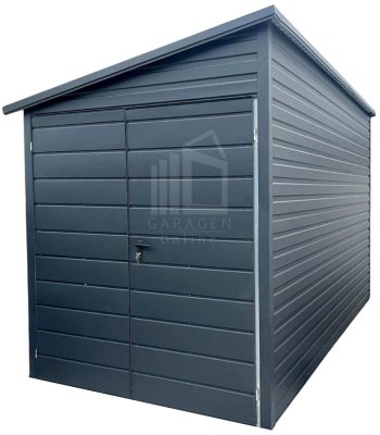 Gartenhaus - Gartenschuppen 2x5m - Zweiflügeliges Tor - PVC Kippfenster - Anthrazit - Dach mit seitlichem Gefälle ID689