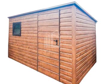 Gartenhaus - Gartenschuppen 3,5x2m - Tür - PVC Kippfenster - Dunkles Walnussholz - Holzoptik - Flachdach | GP433 |