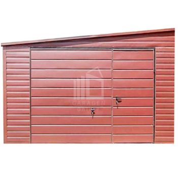 Blechgarage 4,5x7m - Schwingtor - Helles Braun  - Dach mit seitlichem Gefälle GP430