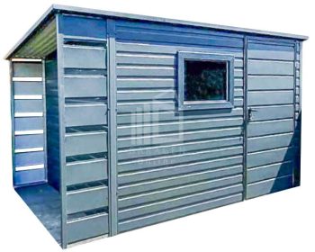 Gartenhaus - Gartenschuppen 2,5x2,5m + Überdachung 0,5m - Tür - PVC Kippfenster - Anthrazit - Flachdach GP432