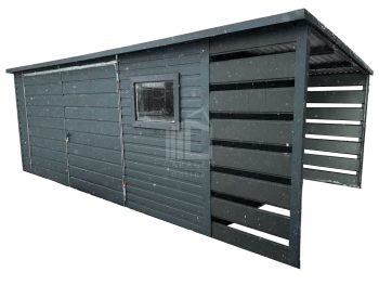 Gartenhaus 5x3m Überdachung 1x3 PVC Kippfenster Anthrazit Flachdach ID443