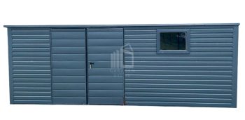 Gartenhaus 6x3m Zweiflügeliges Tor PVC Kippfenster Anthrazit Holzoptik Flachdach GP256