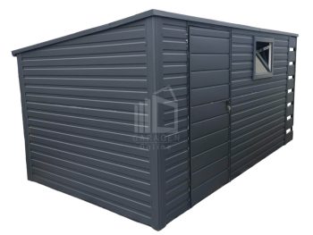 Gartenhaus 4x2m+Überdachung 0,5m - PVC Kippfenster - Anthrazit - Pultdach GP232