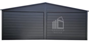 Blechgarage 6x6m - 2x Schwingtor - Anthrazit - Satteldach GP592