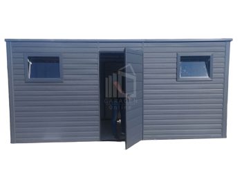 Gartenhaus  5,5x2m - Tür -  2x  PVC Kippfenster - Anthrazit - Pultdach GP214