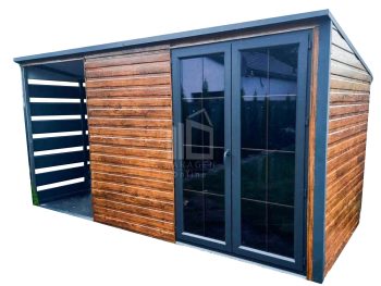 Gartenhaus 3x2m Überdachung 1,5m Pultdach Holzoptik ID268