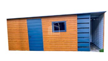 Gartenhaus 5x3m Überdachung 1m Holzoptik Pultdach ID424