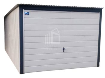 Blechgarage  3x5m - Schwingtor - Weiß - Anthrazit - Pultdach GP169