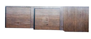 Blechgarage  10x5m - 2x Schwingtor - Holzoptik - Pultdach  GP164