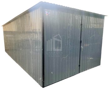 Blechgarage  3x7m - Zweiflügeliges Tor -  Anthrazit - Pultdach GP193