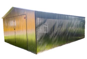 Blechgarage  4x6m - Zweiflügeliges Tor - Verzinkt - Spitzdach GP186