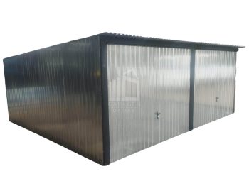 Blechgarage 6x5m - 2x Schwingtor - Verzinkt - Flachdach GP202