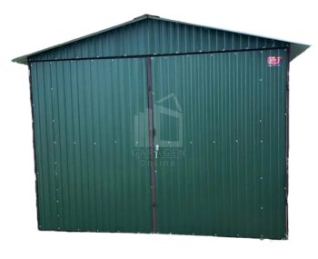 Blechgarage 3x6m Zweiflügeliges Tor - Grün - Satteldach - GP79