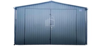 Blechgarage 4x5m Zweiflügeliges Tor - Dachrinnen - Anthrazit - Satteldach - GP145