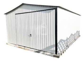 Blechgarage 4x6m Schwingtor - Weiß - Satteldach GP82