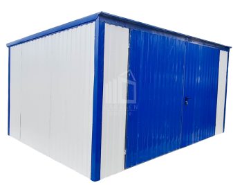 Blechgarage 4x5m Vertikal Blech Schwingtor Weiß Blau Pultdach ID157