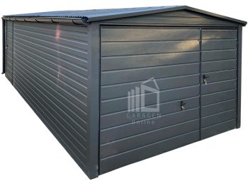 Blechgarage 3x6m - Schwingtor - Tür - Anthrazit - Dachrinnen - Satteldach GP581