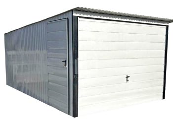 Blechgarage 3x5m - Schwingtor - Tür - Weiß - Flachdach GP275