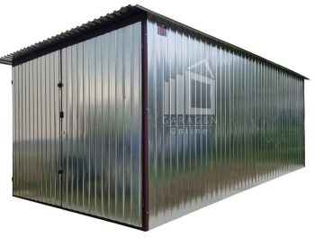 Blechgarage 3x5m Zweiflügeliges Tor - Verzinkt - Flachdach GP578