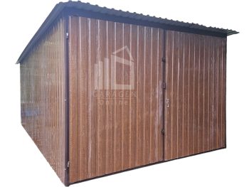 Blechgarage 3x4,5m Schwingtor - Holzoptik - Flachdach GP576