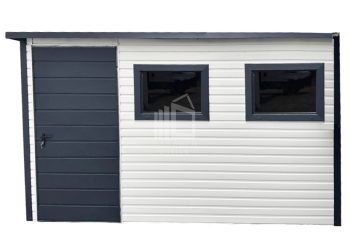 Gartenhaus - Schuppen 3,5x2m - Tür - 2x PVC Kippfenster - Weiß - Verzinkte Konstruktion - Flachdach | ID450 |