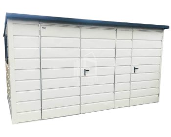 Gartenhaus - Schuppen 2,5x2m + Überdachung 1m - Zweiflügeliges Tor - PVC Kippfenster - Tür - Flachdach  ID529