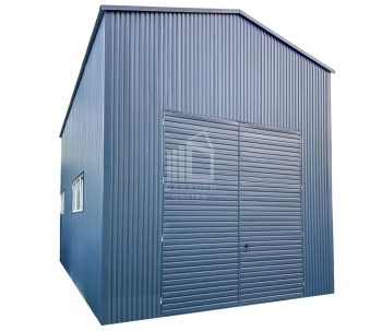 Hala - Garaż Blaszany 5x10m Brama Dwuskrzydłowa - Antracyt - Dach Dwuspadowy ID605