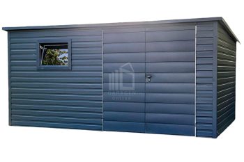 Gartenhaus - Gartenschuppen 4,5x2,5m Zweiflügeliges Tor - PVC Kippfenster - Anthrazit - Flachdach | ID995 |