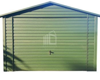 Blechgarage 3,5x6m - Schwingtor - Grün - Satteldach ID641