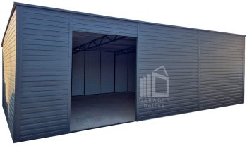 Blechgarage - Lager 9x6m Öffnung - Anthrazit - Flachdach GP571