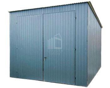 Blechgarage 4x5,5m - Zweiflügeliges Tor - Anthrazit - Flachdach GP411