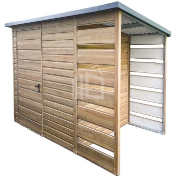 Gartenhaus - Gartenschuppen 2x1,5m + Überdachung 0,8m - Tür - Winchester - Holzoptik - Flachdach | ID668 |