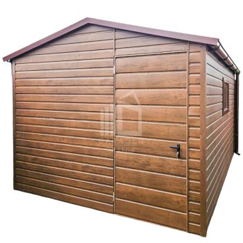 Gartenhaus - Gartenschuppen 3x4m - Tür - PVC Kippfenster - Dunkles Walnussholz - Holzoptik - Dachrinnen - Satteldach ID670