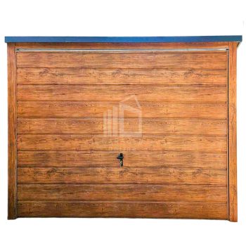 Blechgarage 3x4m - Schwingtor - PVC Kippfenster - Helles Walnussholz - Holzoptik - Flachdach ID672