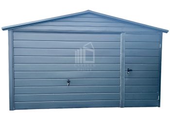 Blechgarage 4x6m - Schwingtor - Tür - Anthrazit - Dachrinnen - Satteldach ID677